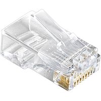 вилка RJ-45 ExeGate PL45-C5-8P8C-100 Кат.5e (8P8C) под одножильный кабель, золотое напыление (100шт)